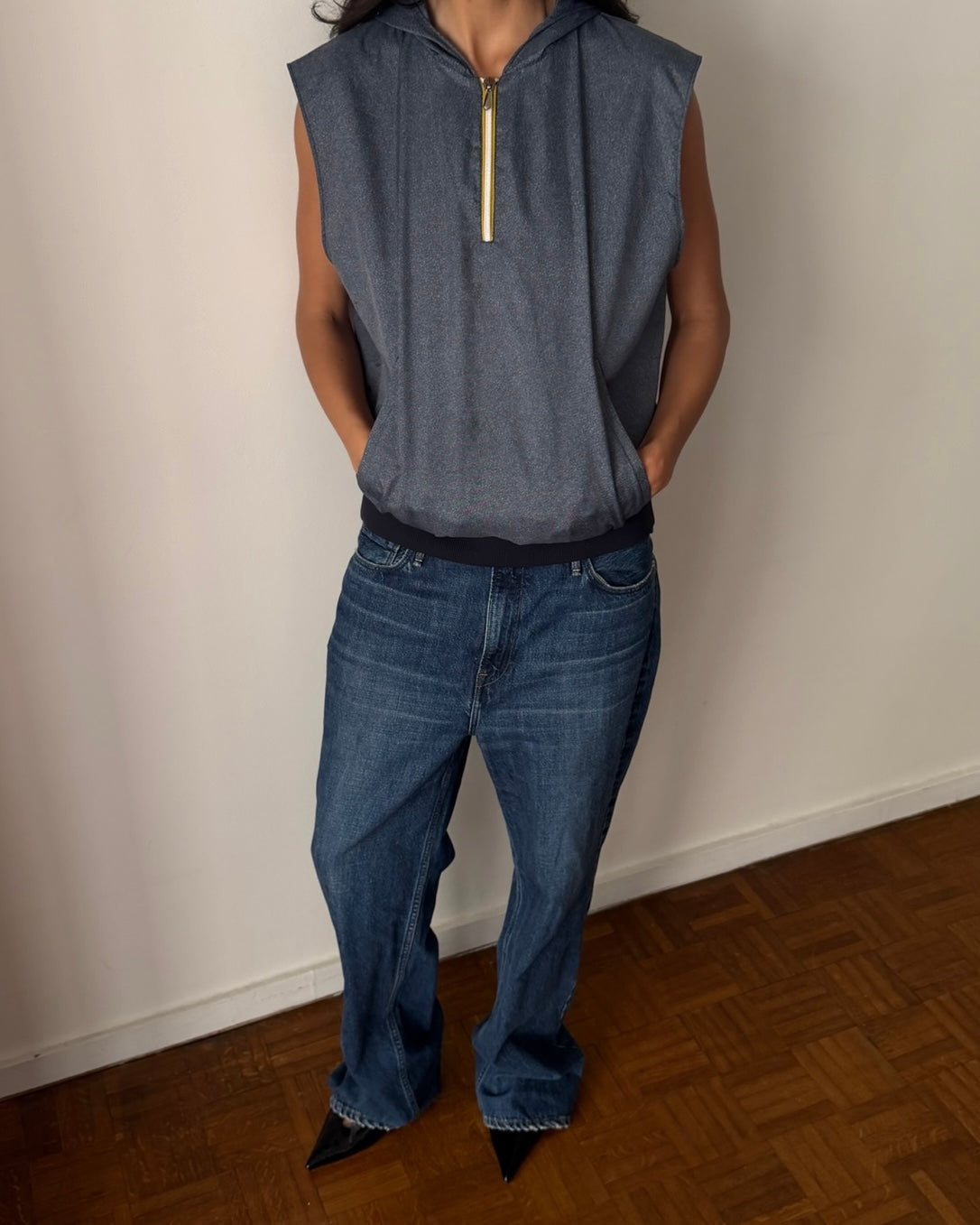 Miu Miu SS1999 Sleeveless Hooded Top – Blue Grey