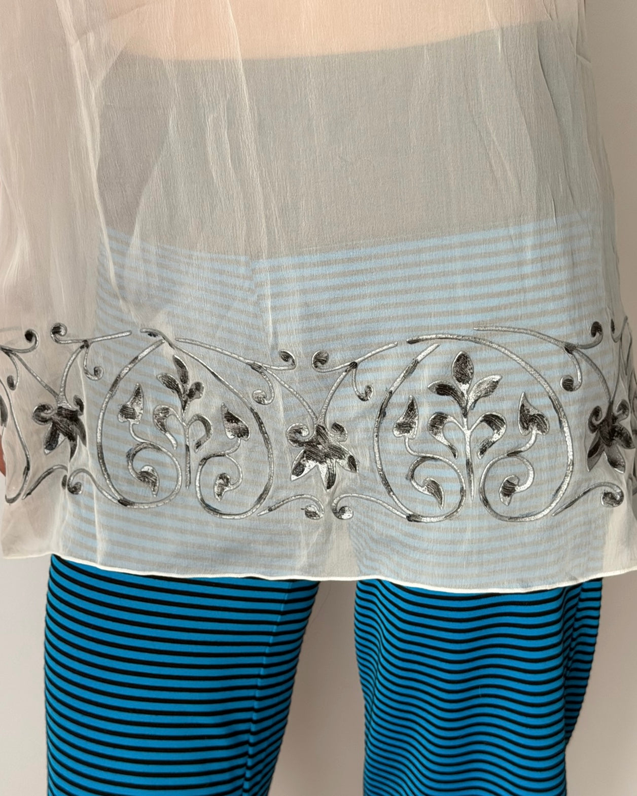 Alberta Ferretti 2000s Sheer Silk Embroidered Tunic