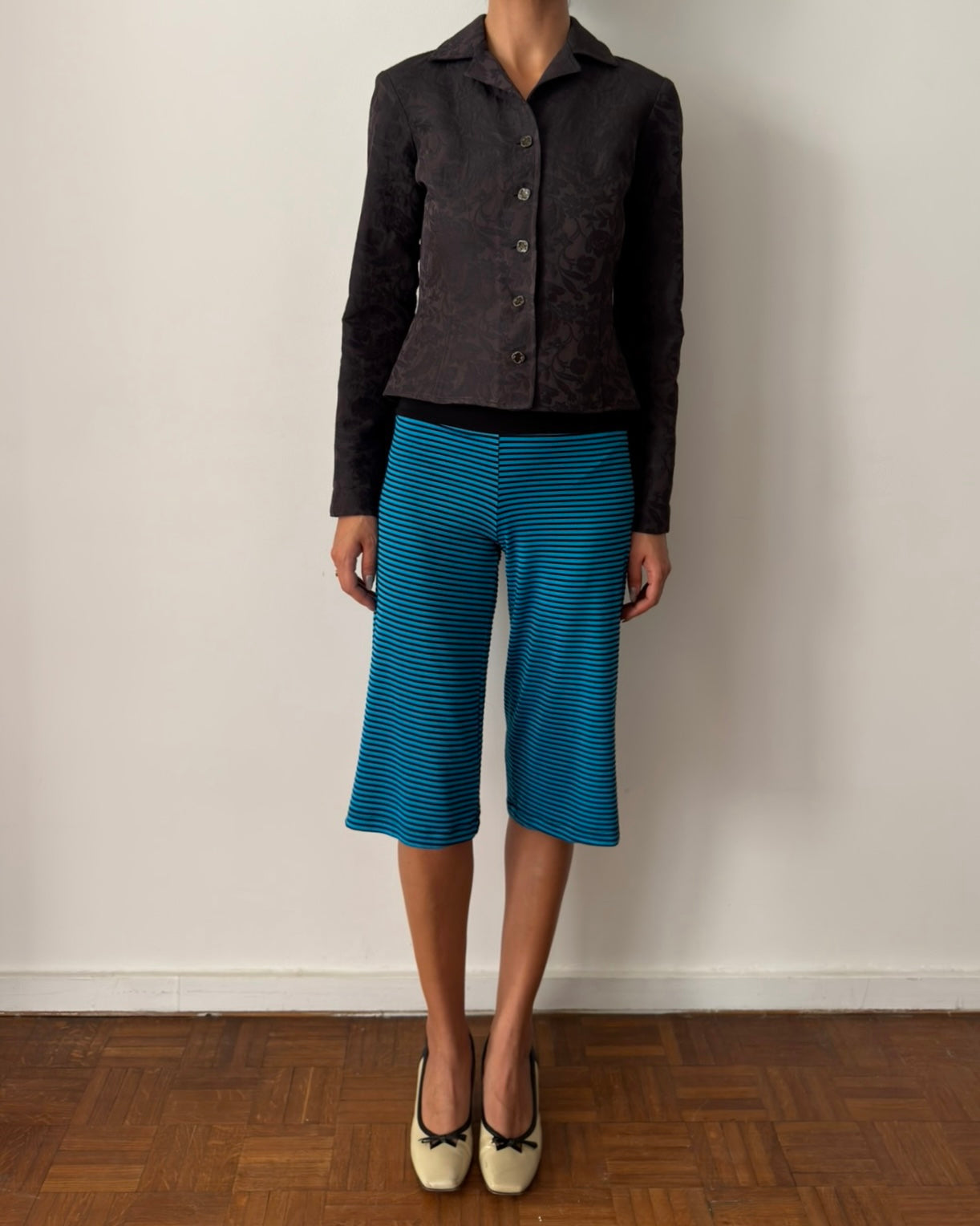 Cerruti 1990s Floral Jacquard Fitted Jacket