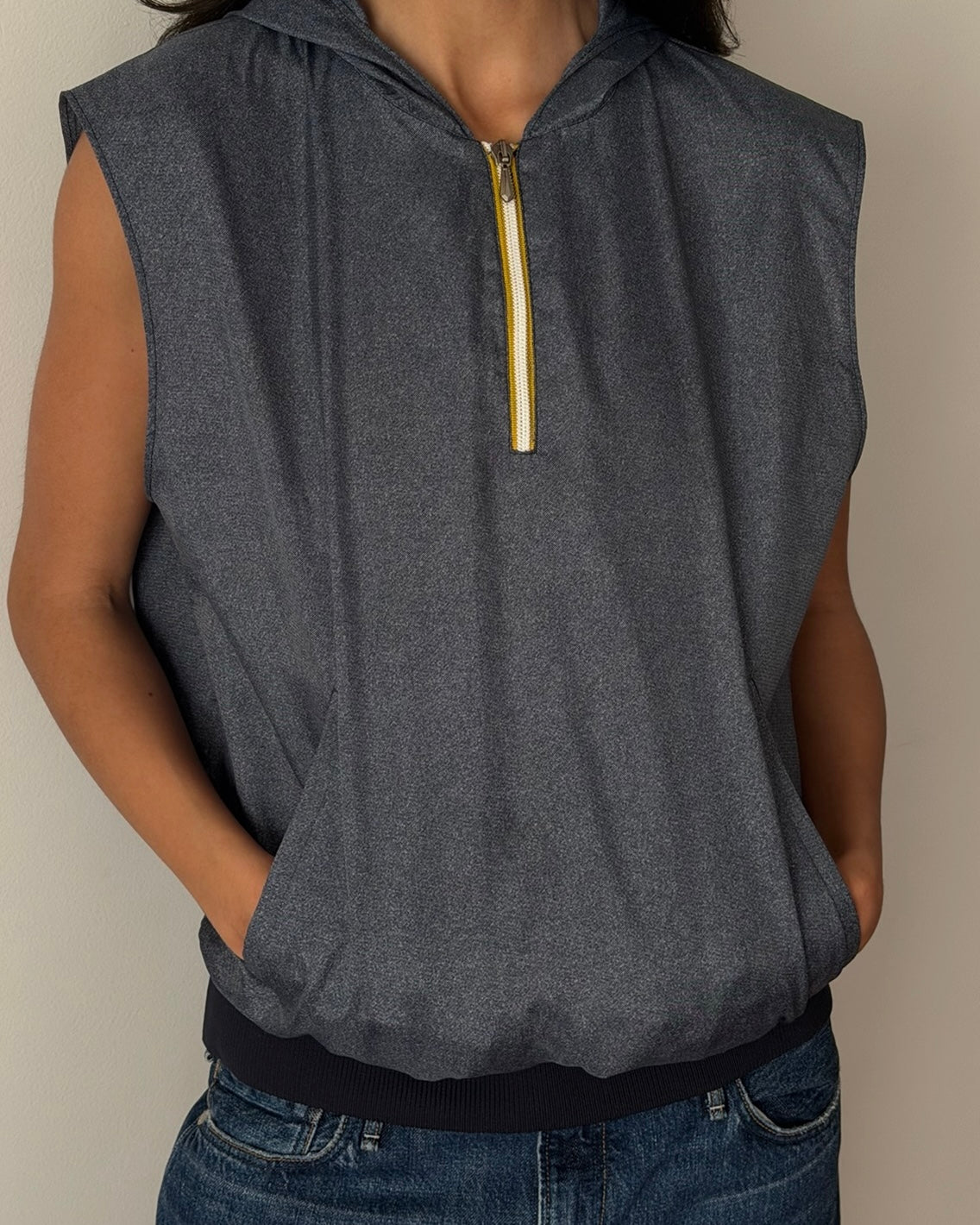 Miu Miu SS1999 Sleeveless Hooded Top – Blue Grey