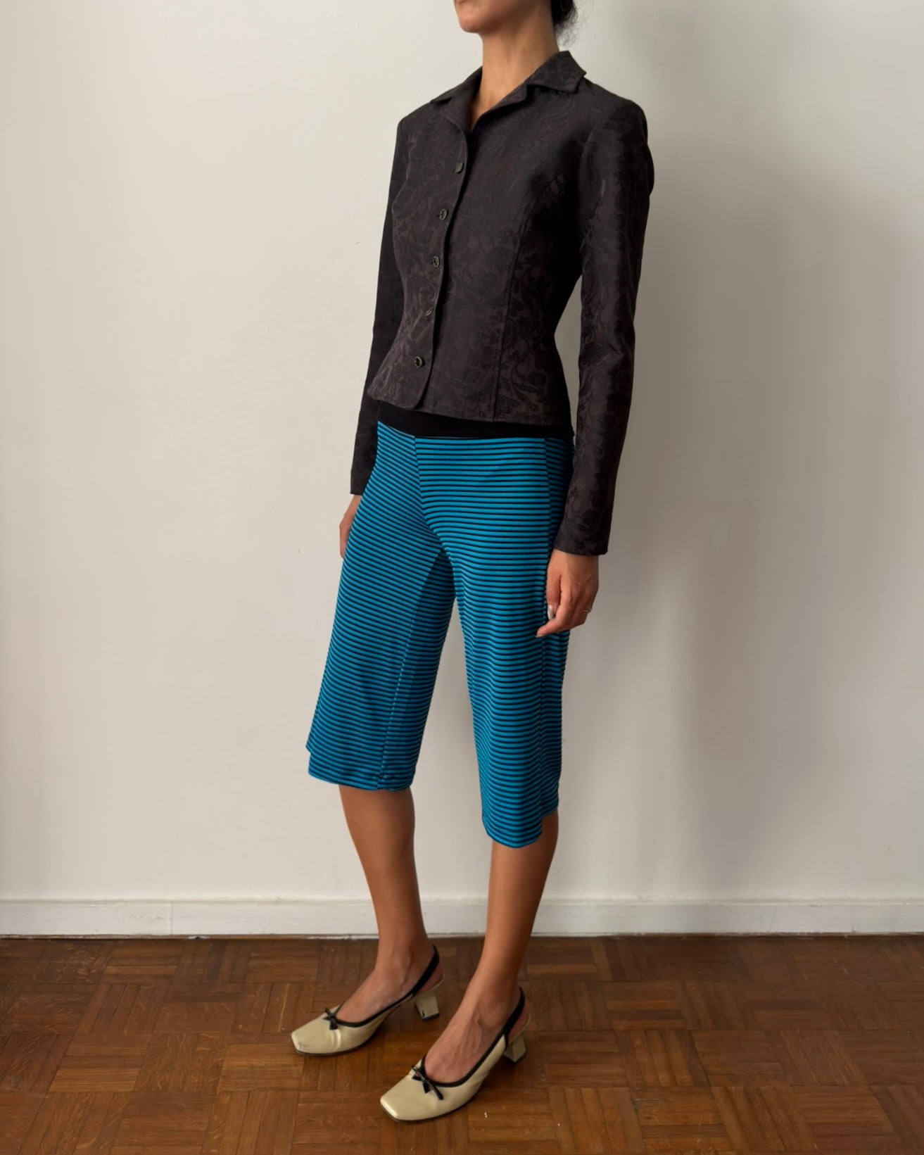 Cerruti 1990s Floral Jacquard Fitted Jacket