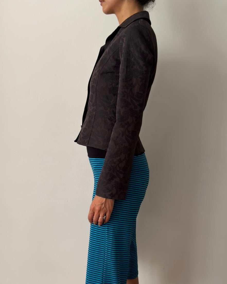 Cerruti 1990s Floral Jacquard Fitted Jacket