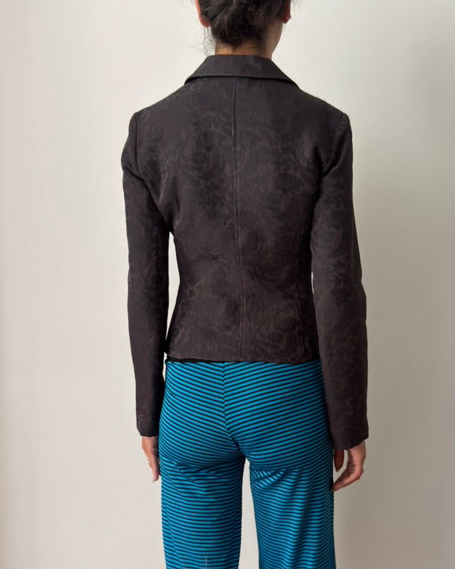 Cerruti 1990s Floral Jacquard Fitted Jacket