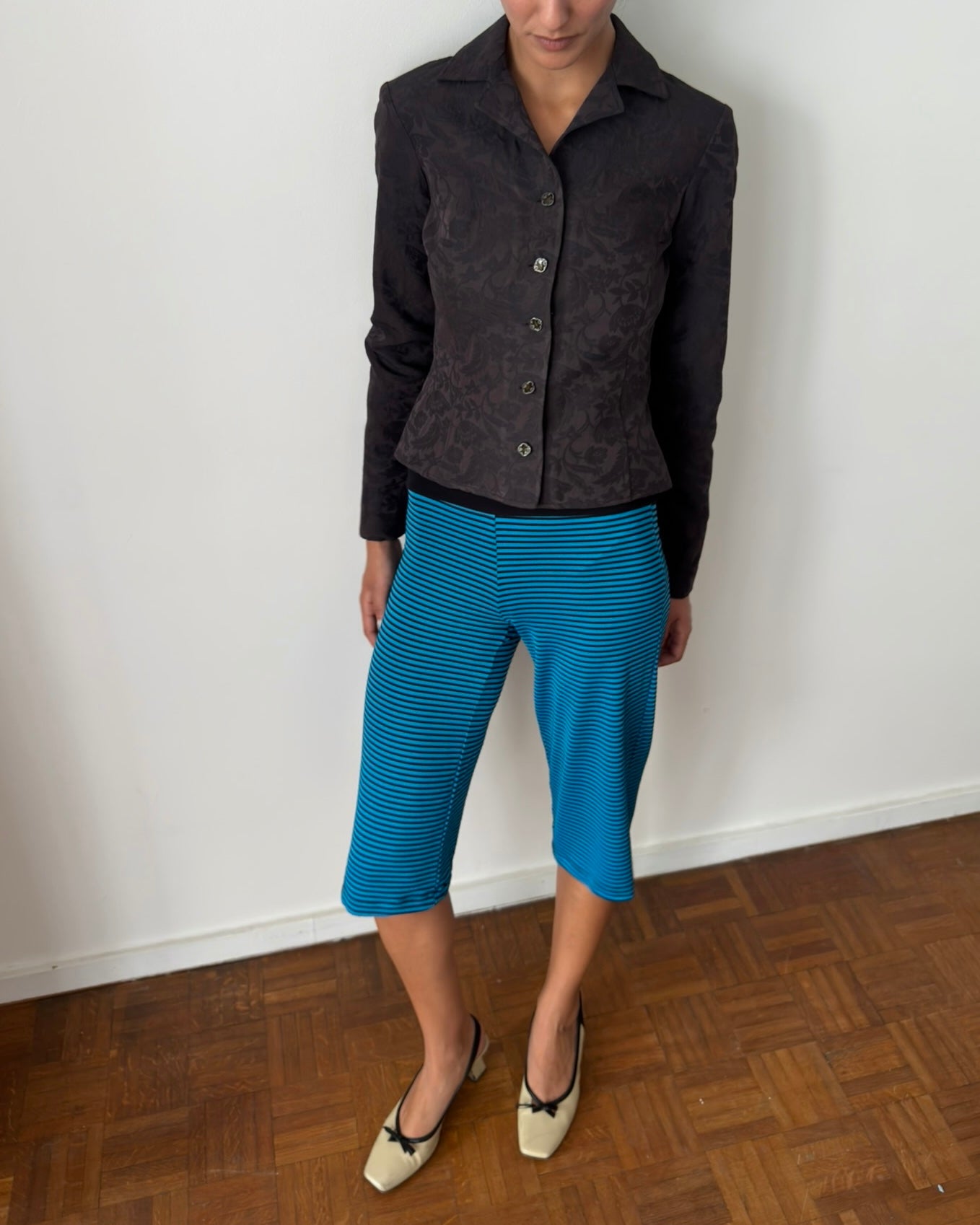 Cerruti 1990s Floral Jacquard Fitted Jacket