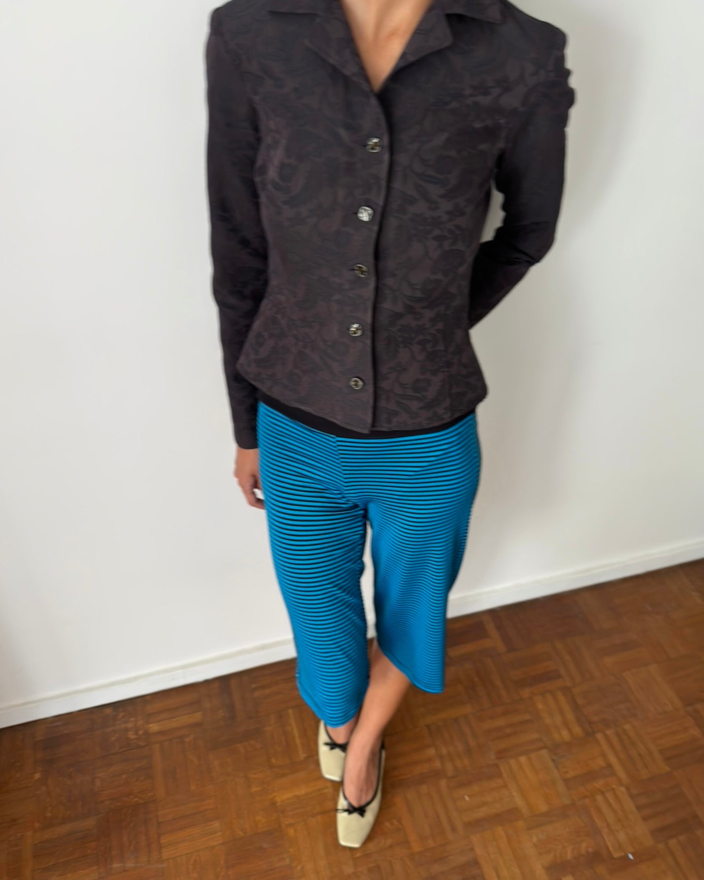 Cerruti 1990s Floral Jacquard Fitted Jacket