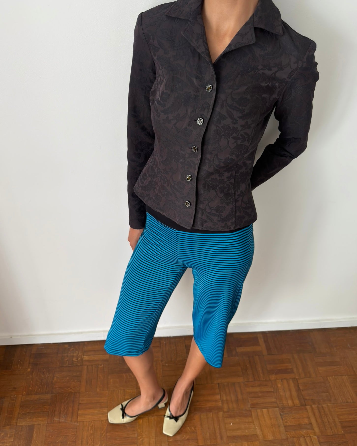 Cerruti 1990s Floral Jacquard Fitted Jacket