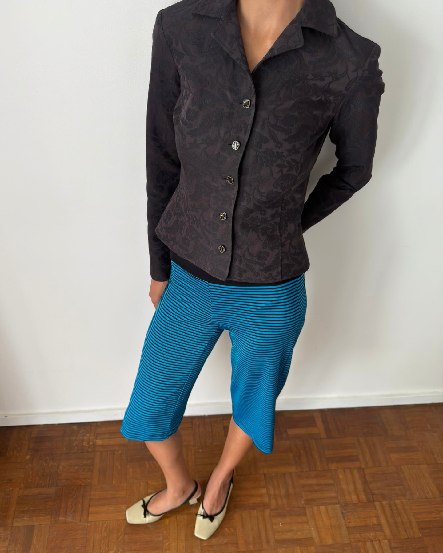 Cerruti 1990s Floral Jacquard Fitted Jacket