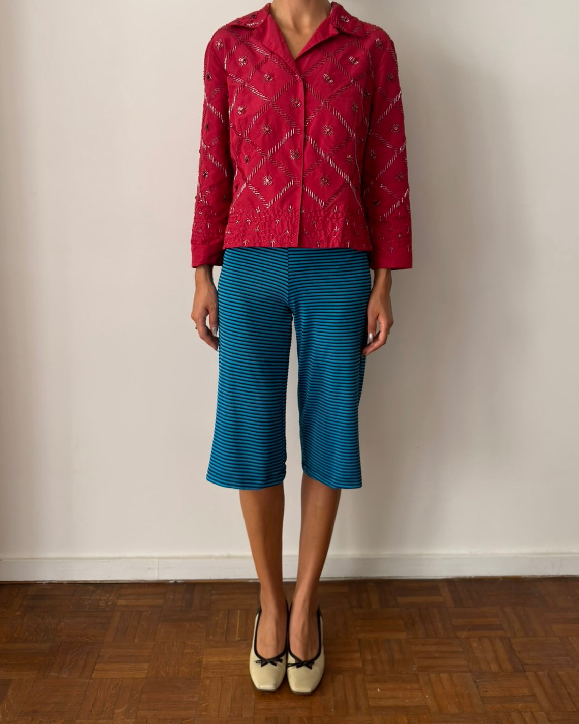 Alberta Ferretti 2000s Beaded Silk Blend Jacket