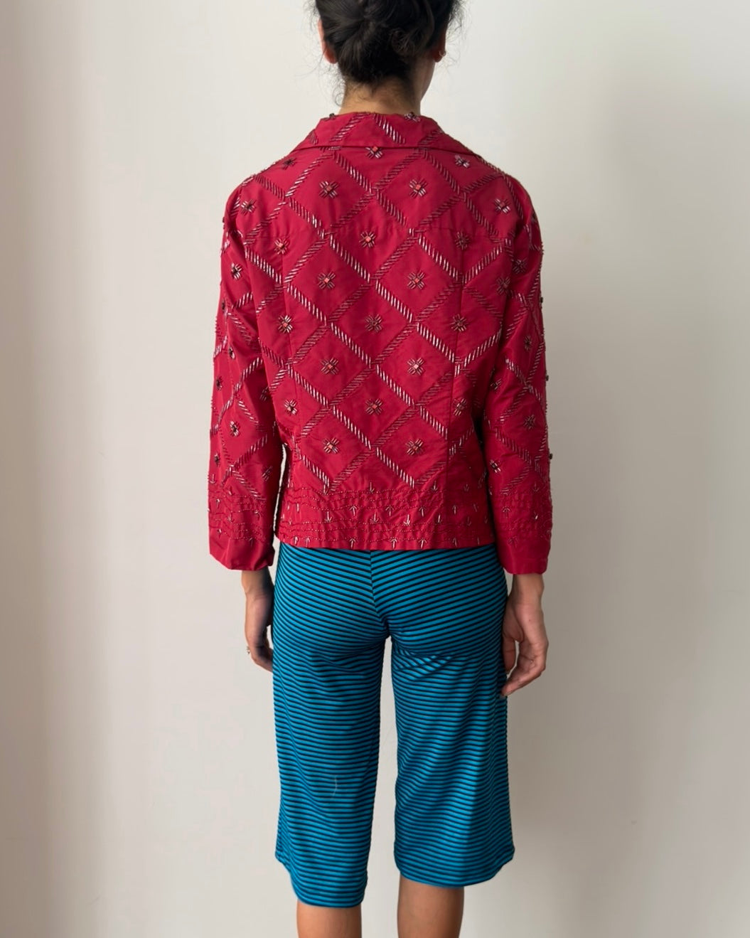 Alberta Ferretti 2000s Beaded Silk Blend Jacket