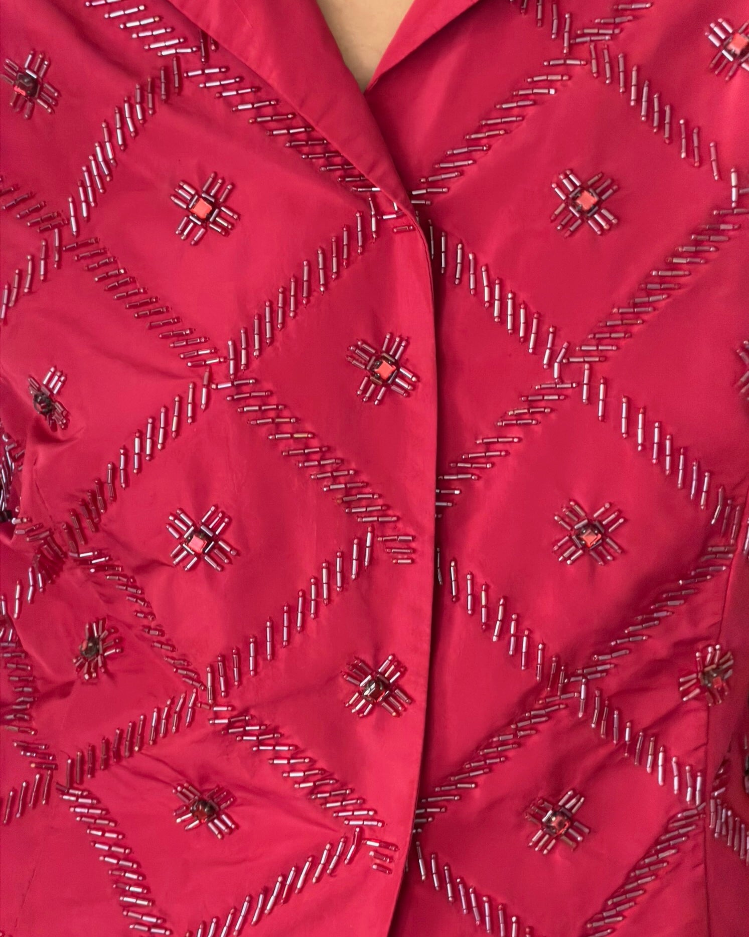 Alberta Ferretti 2000s Beaded Silk Blend Jacket