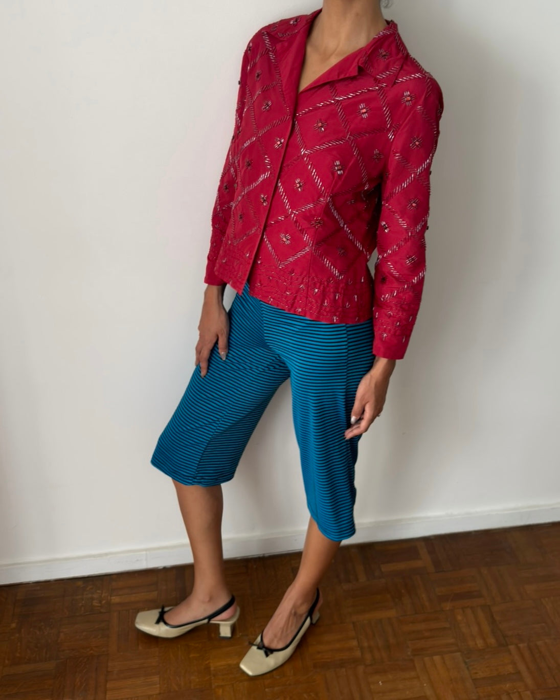 Alberta Ferretti 2000s Beaded Silk Blend Jacket