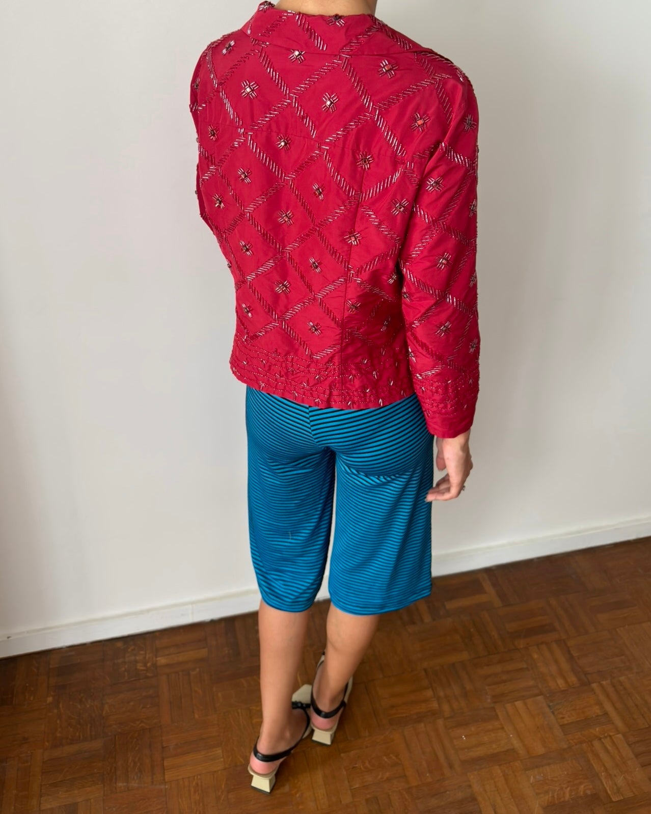 Alberta Ferretti 2000s Beaded Silk Blend Jacket