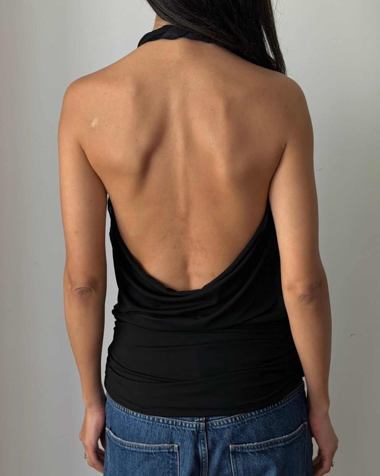 Armani 2000s Layered Halter Wrap Top – Black
