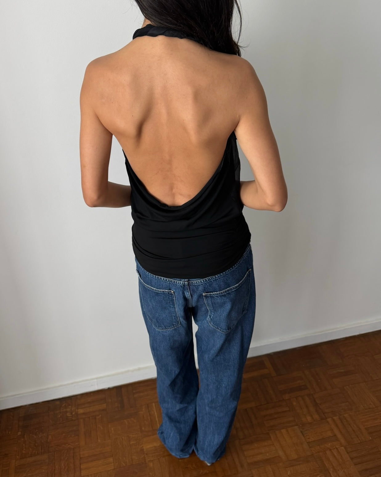 Armani 2000s Layered Halter Wrap Top – Black
