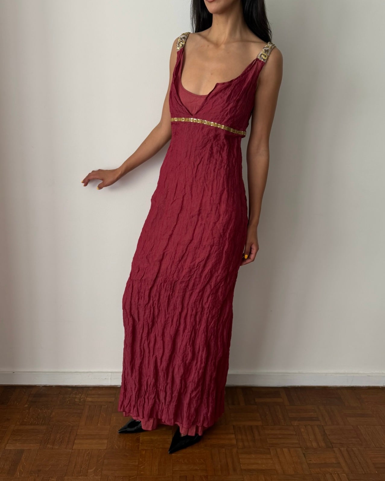 Gianfranco Ferré Studio Late 1990s Burgundy Evening Gown