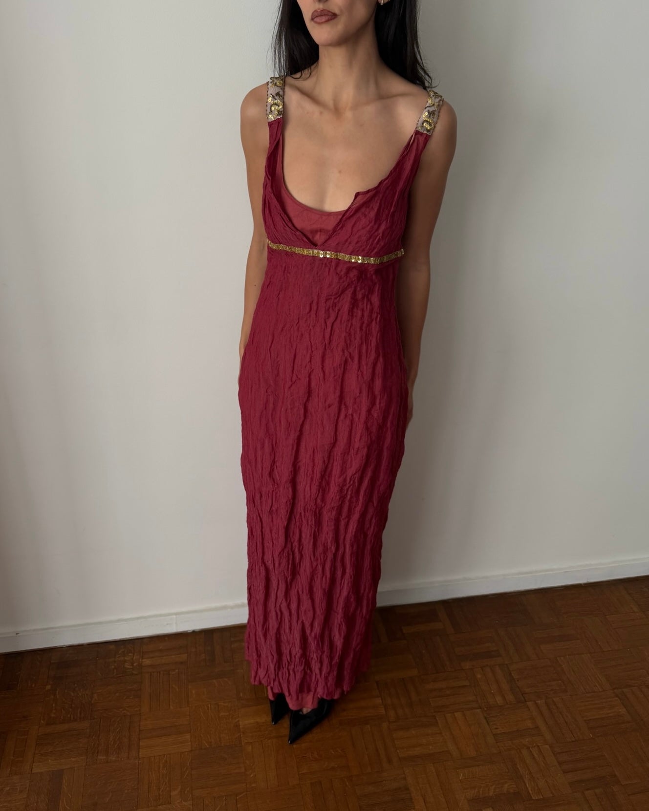 Gianfranco Ferré Studio Late 1990s Burgundy Evening Gown