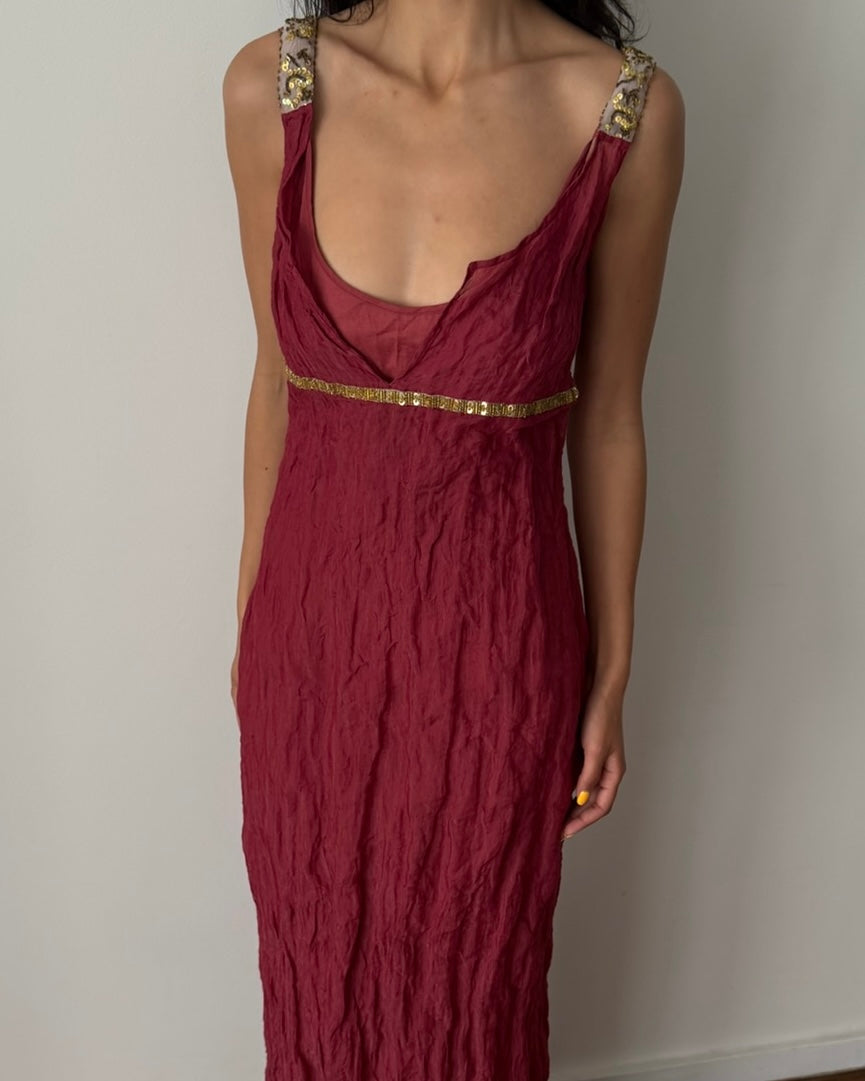 Gianfranco Ferré Studio Late 1990s Burgundy Evening Gown