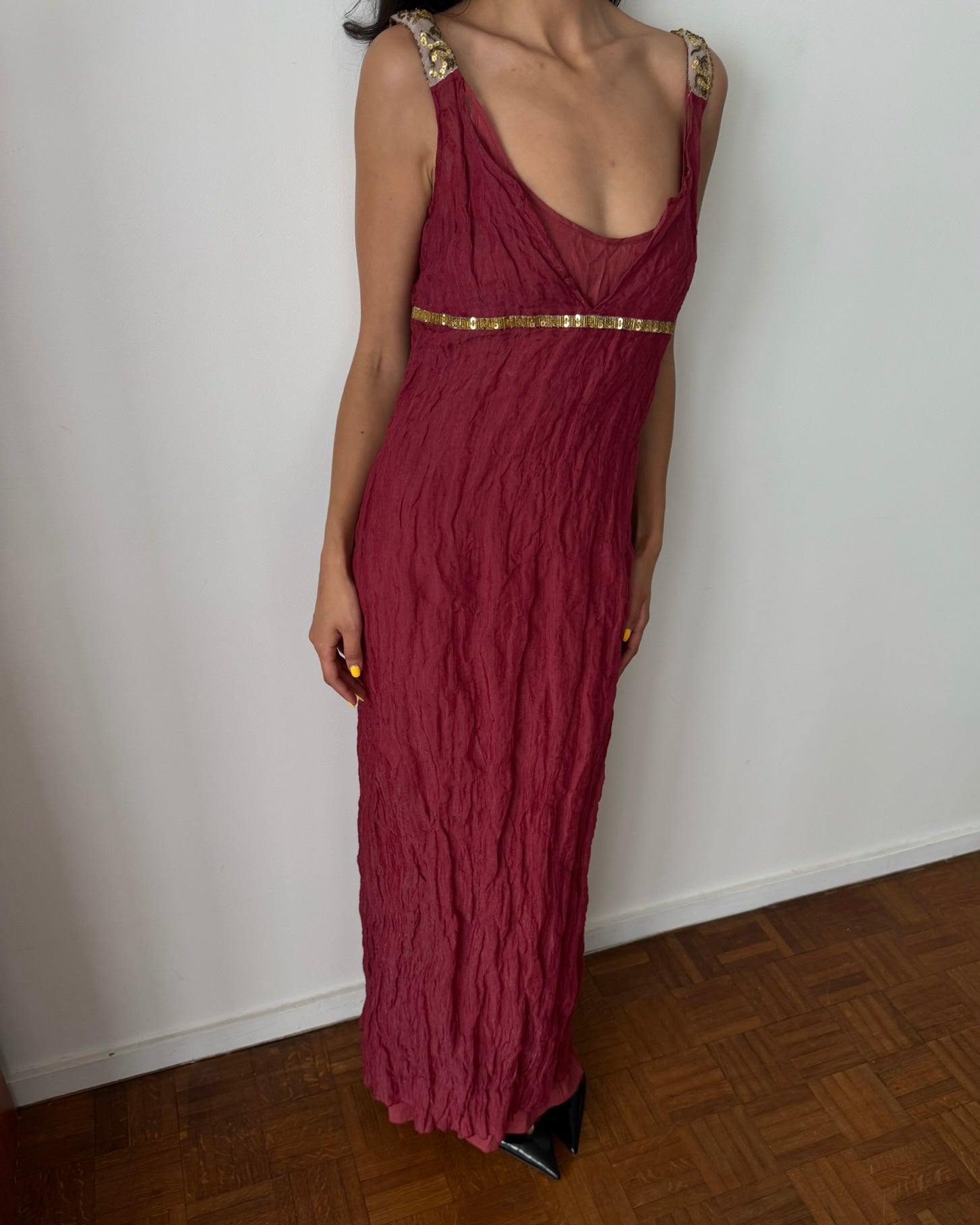 Gianfranco Ferré Studio Late 1990s Burgundy Evening Gown