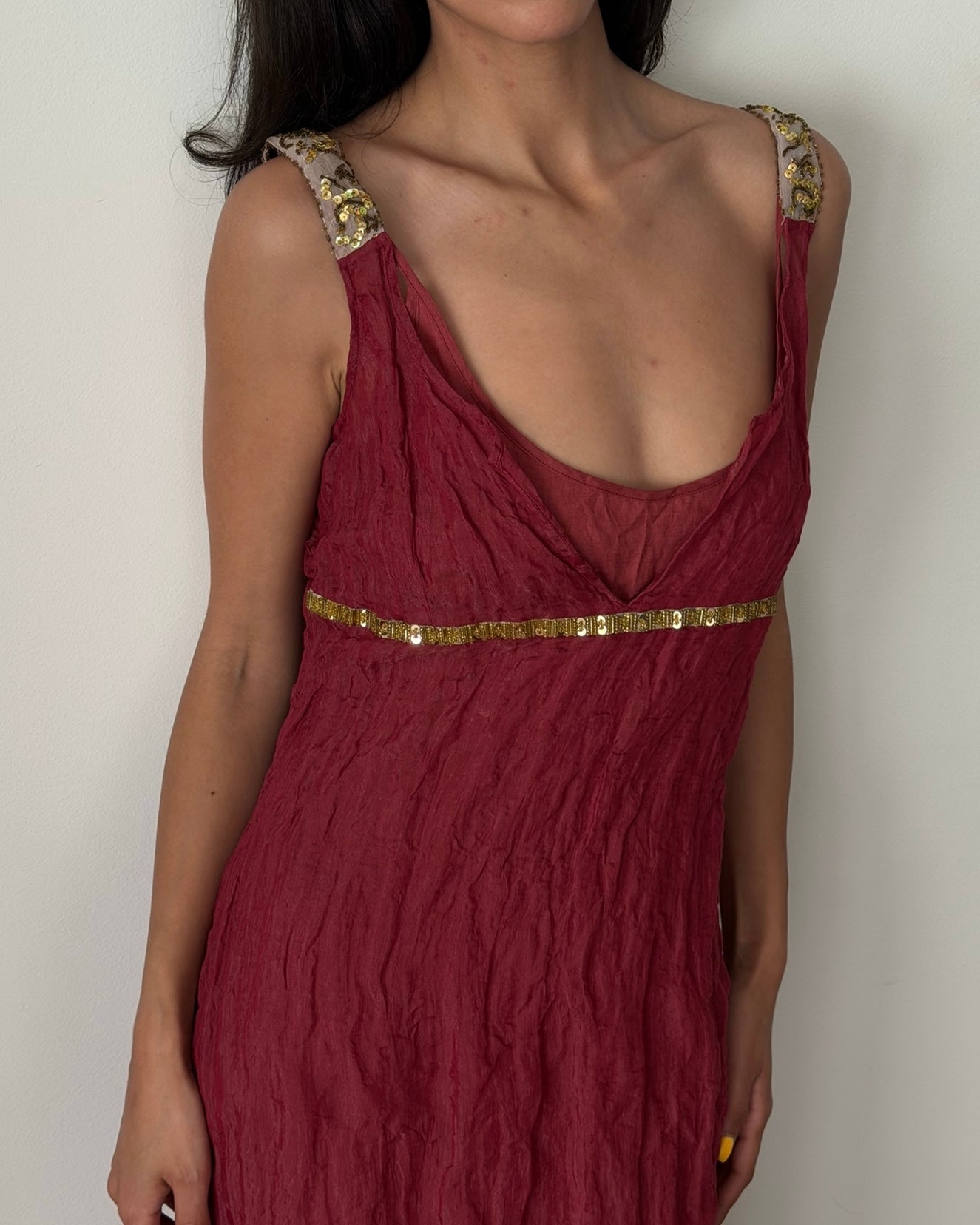 Gianfranco Ferré Studio Late 1990s Burgundy Evening Gown