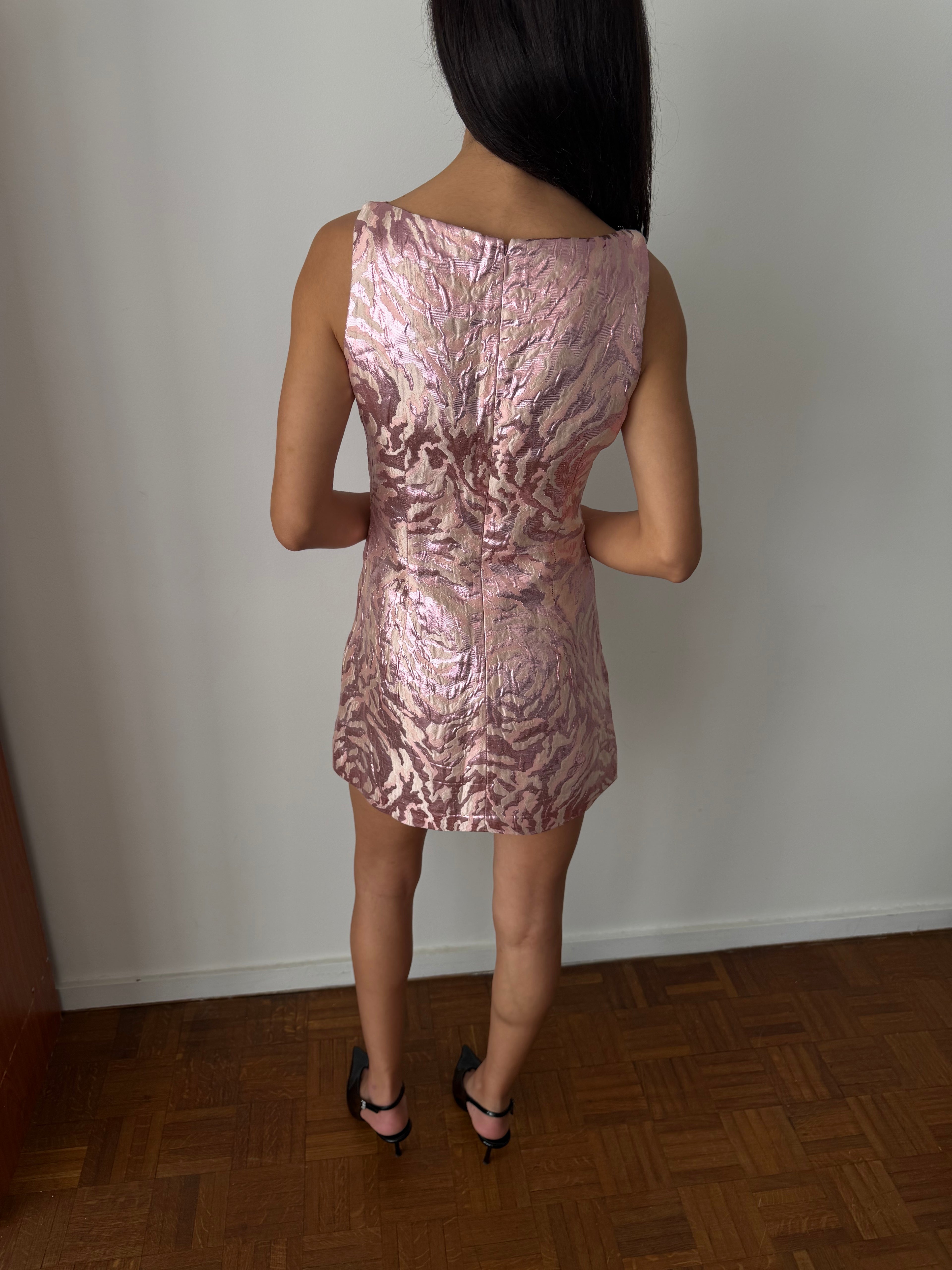 Balenciaga by Nicolas Ghesquière SS2008 Metallic Jacquard Mini Dress – Pink