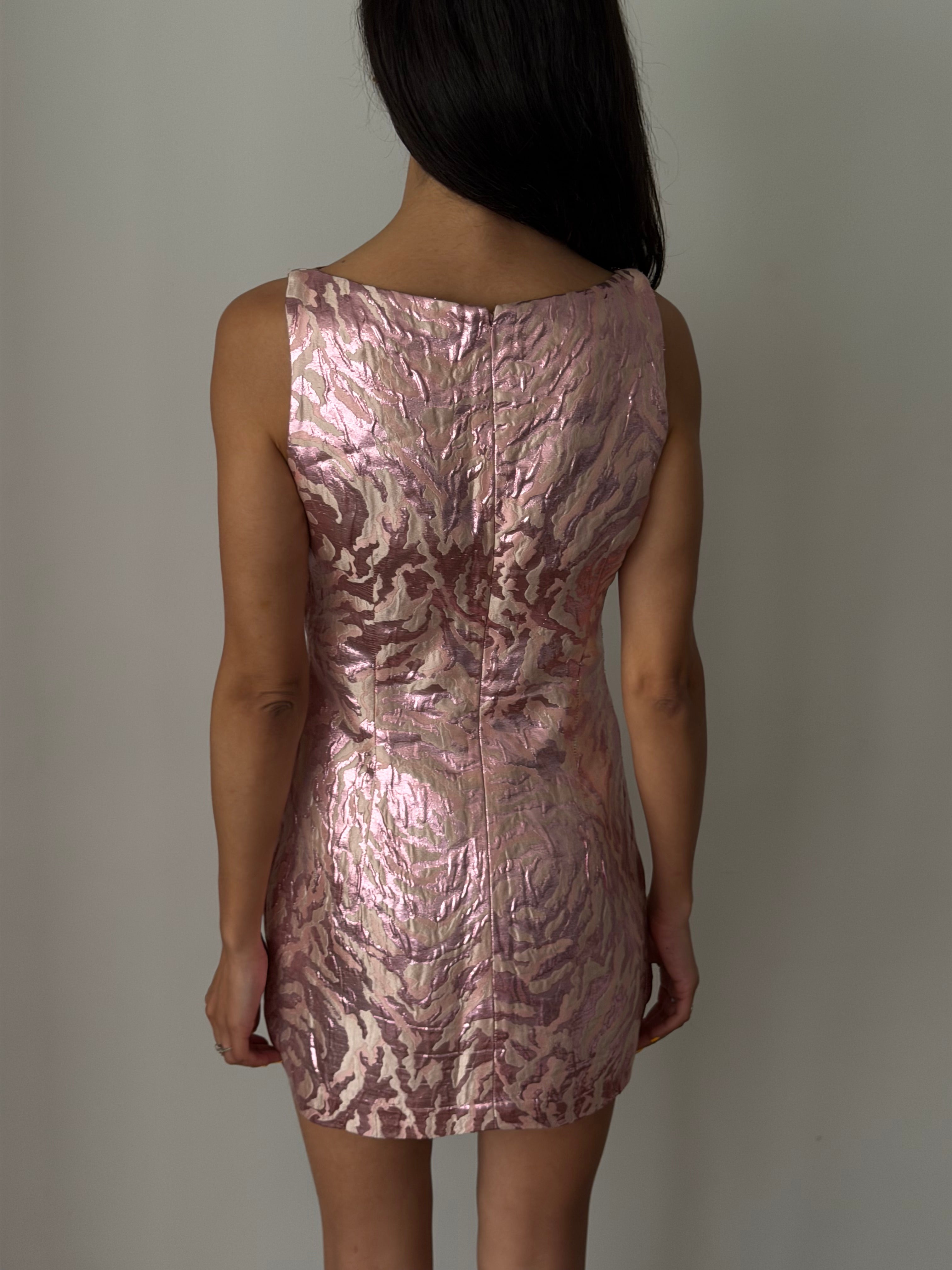 Balenciaga by Nicolas Ghesquière SS2008 Metallic Jacquard Mini Dress – Pink