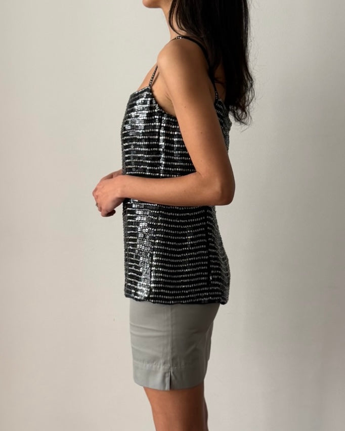 Emporio Armani FW1998 Sequin Camisole – Black & Silver
