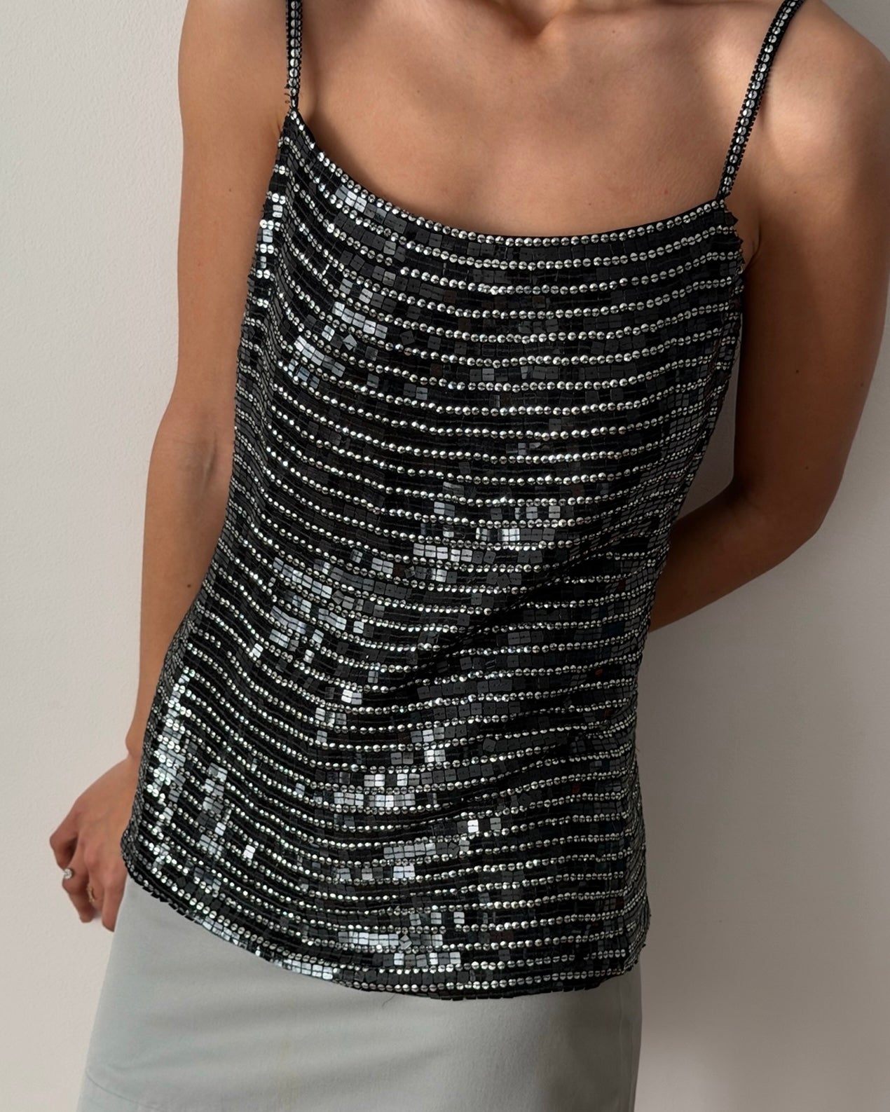 Emporio Armani FW1998 Sequin Camisole – Black & Silver