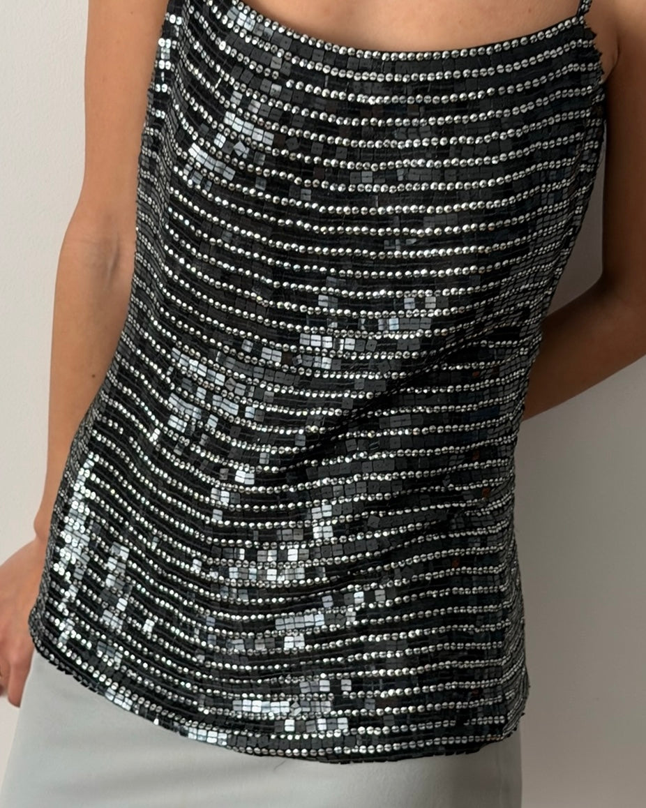 Emporio Armani FW1998 Sequin Camisole – Black & Silver