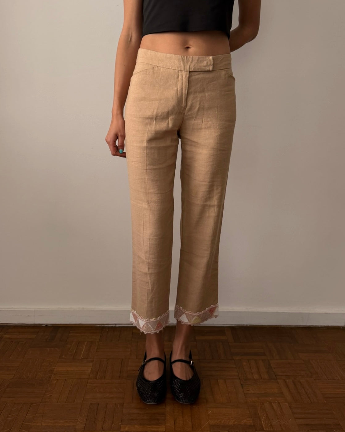Blumarine Early 2000s Beaded Cropped Trousers