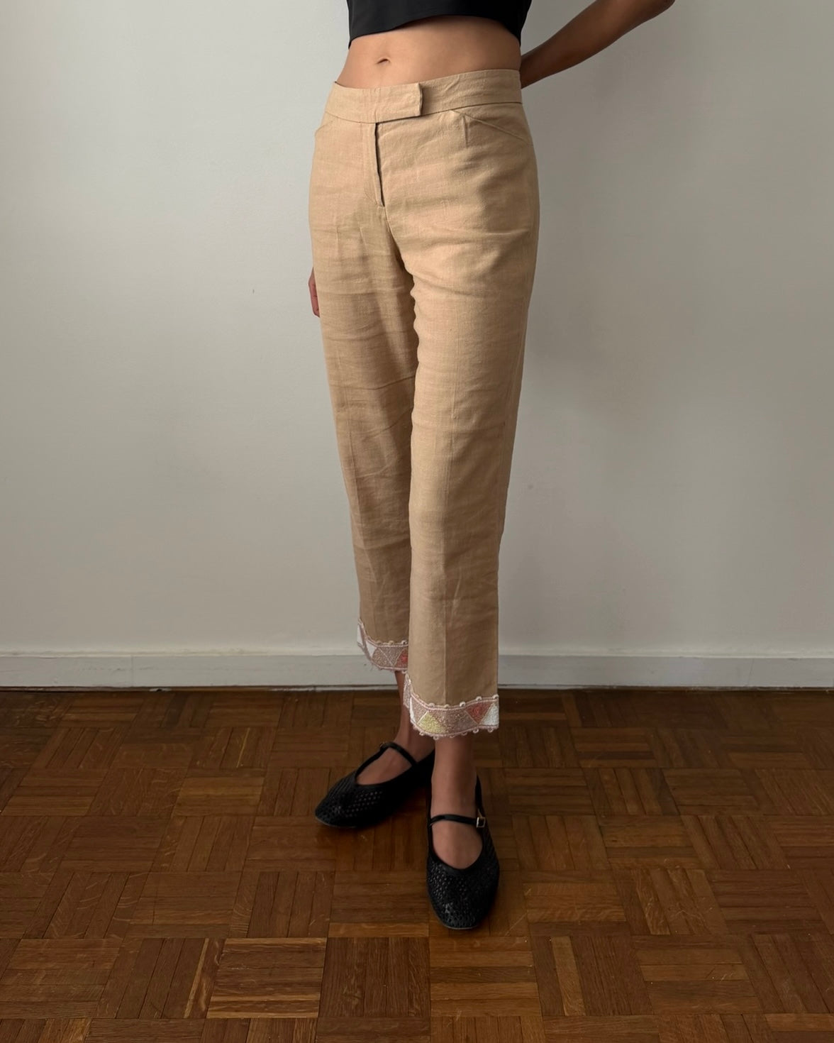 Blumarine Early 2000s Beaded Cropped Trousers