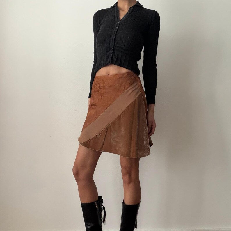 Alberta Ferretti FW1994 Velvet Devoré Panel Skirt