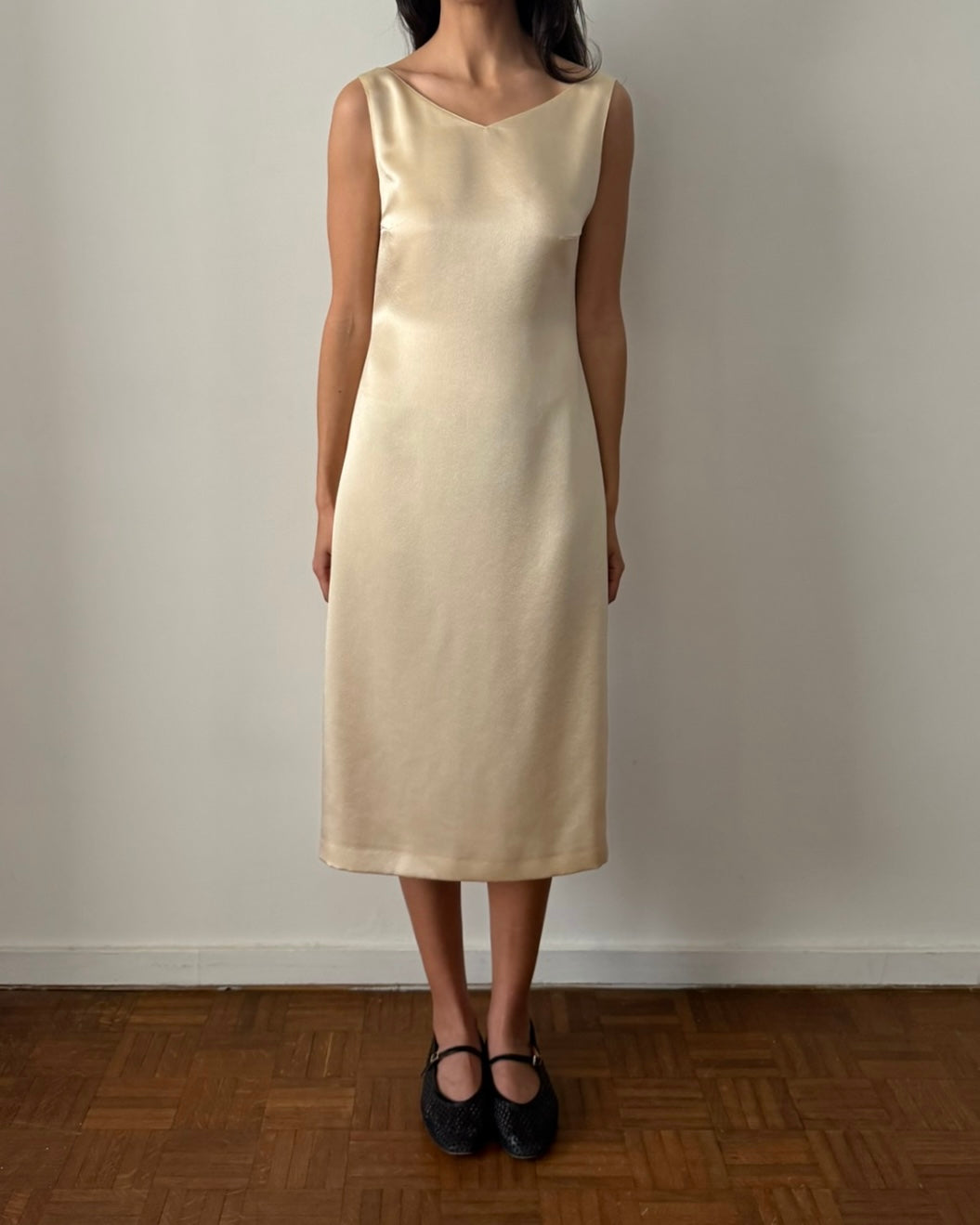 Blumarine FW1998 Satin Cowl-Back Midi Dress