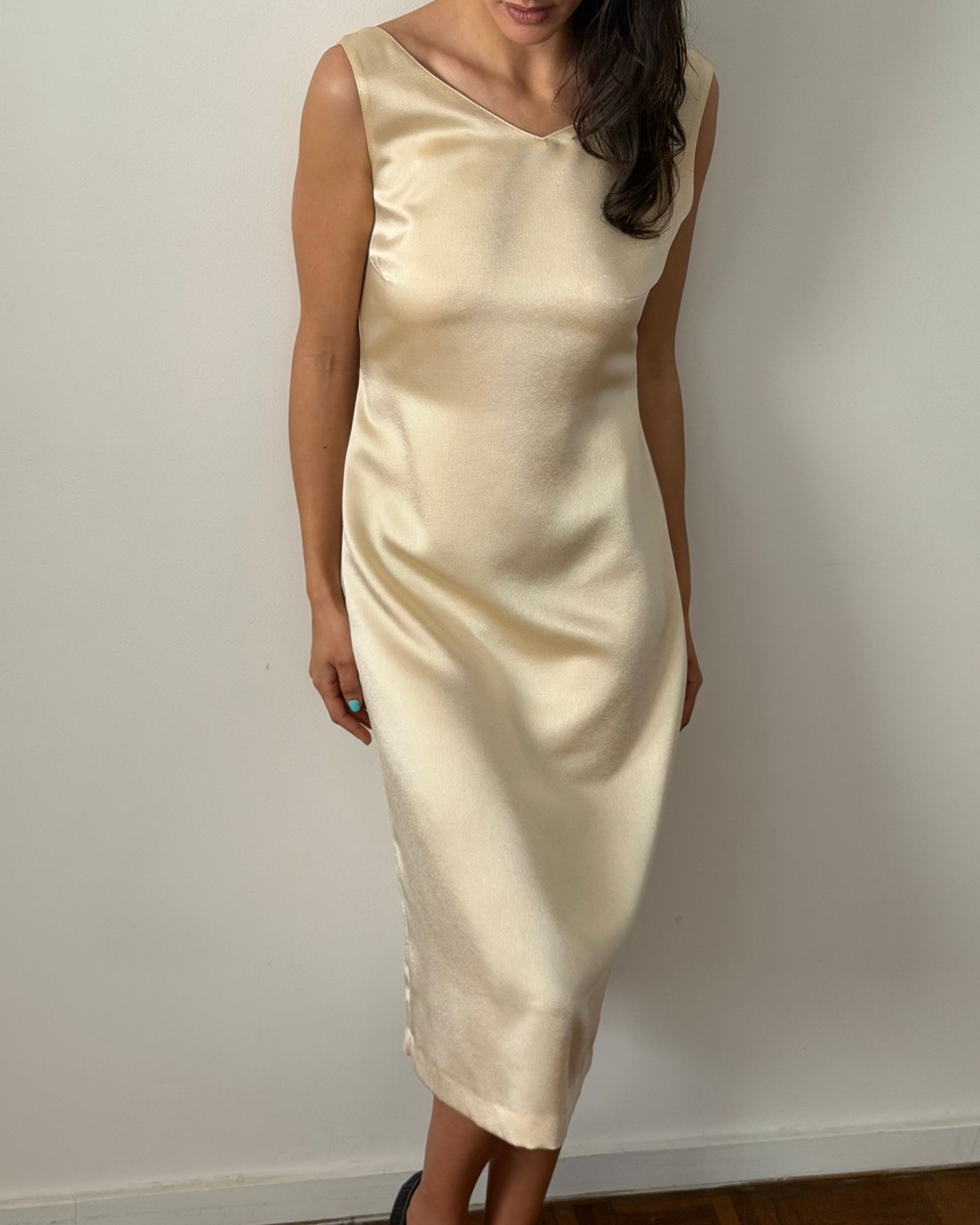 satin cowl back midi slip dress Blumarine FW1998 Satin Cowl-Back Midi Dress