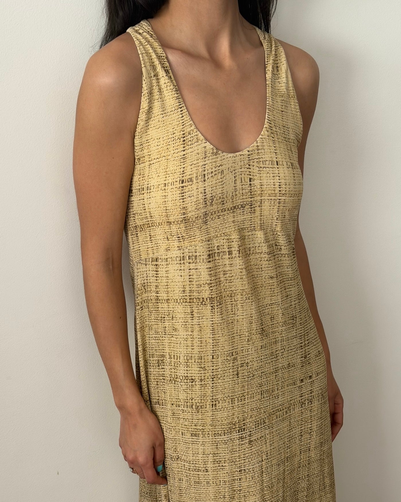 Roberto Cavalli SS1997 Stretch Knit Maxi Dress – Sand Gold IT L Roberto Cavalli SS1997 Stretch Knit Maxi Dress – Sand Gold IT L