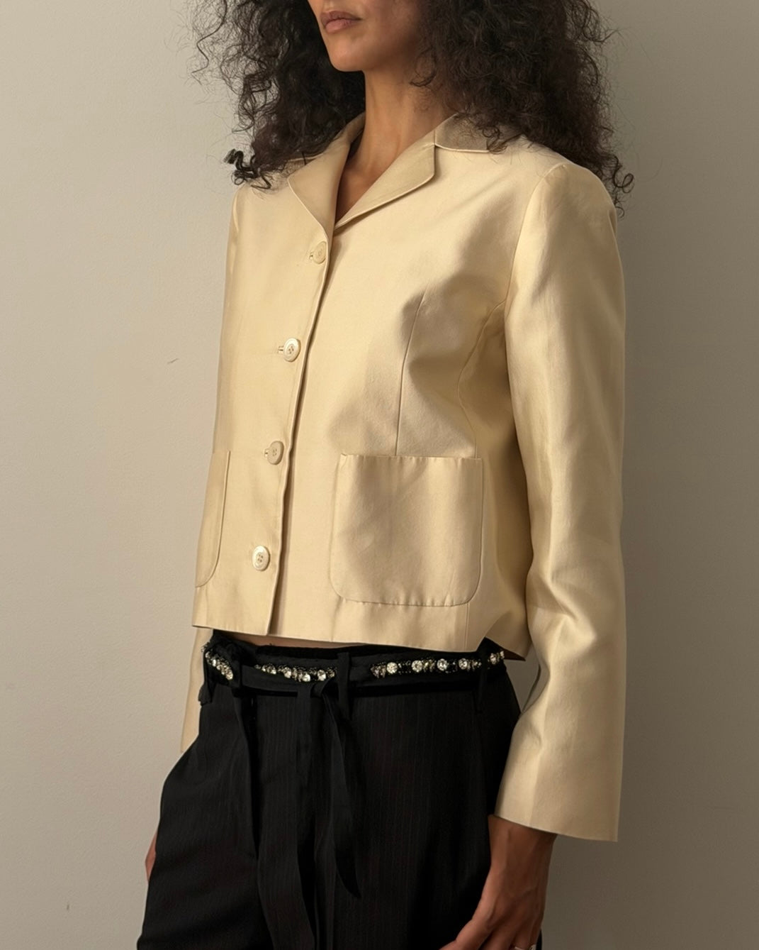 Prada SS1995 Cropped Silk & Cotton Jacket
