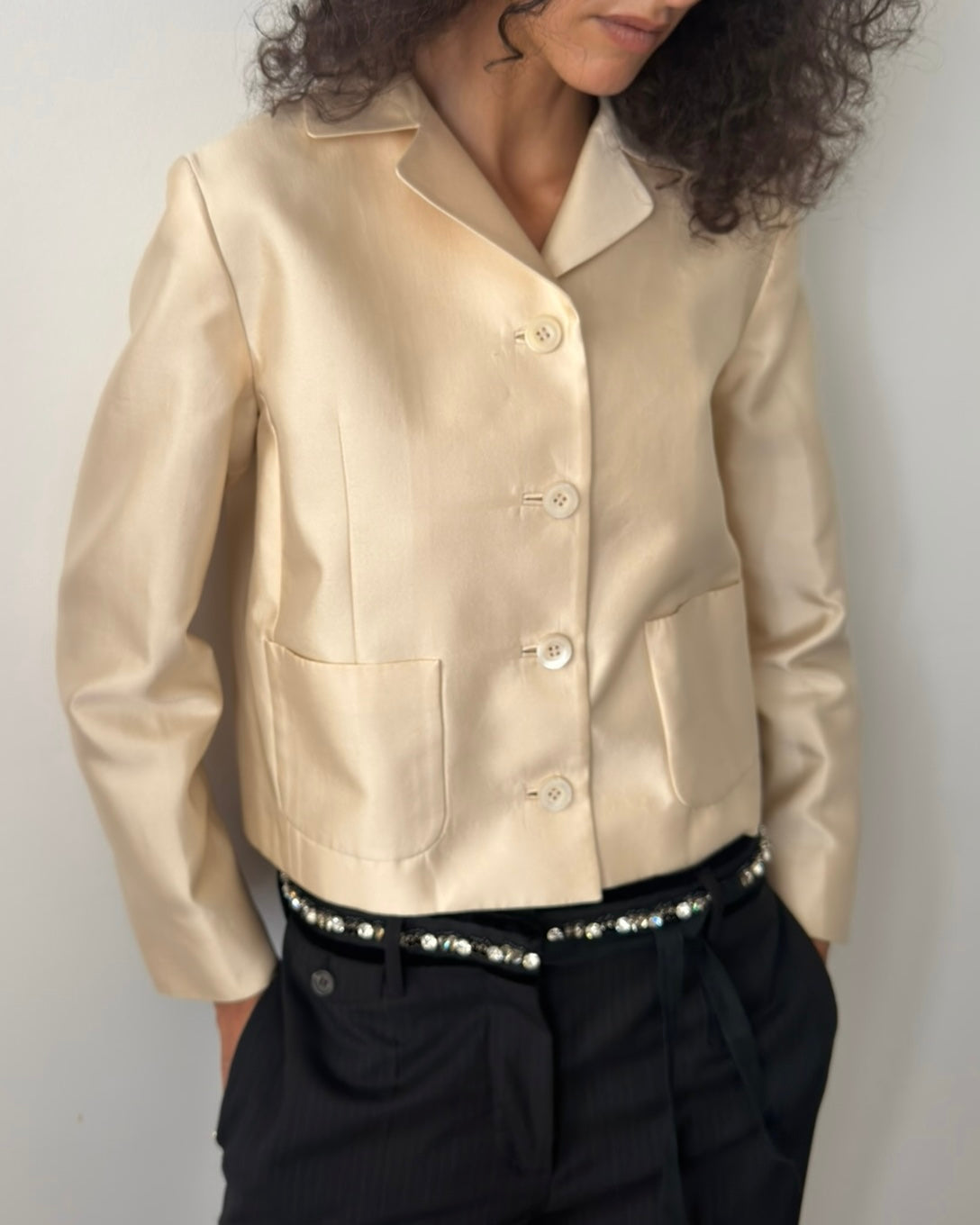 Prada SS1995 Cropped Silk & Cotton Jacket