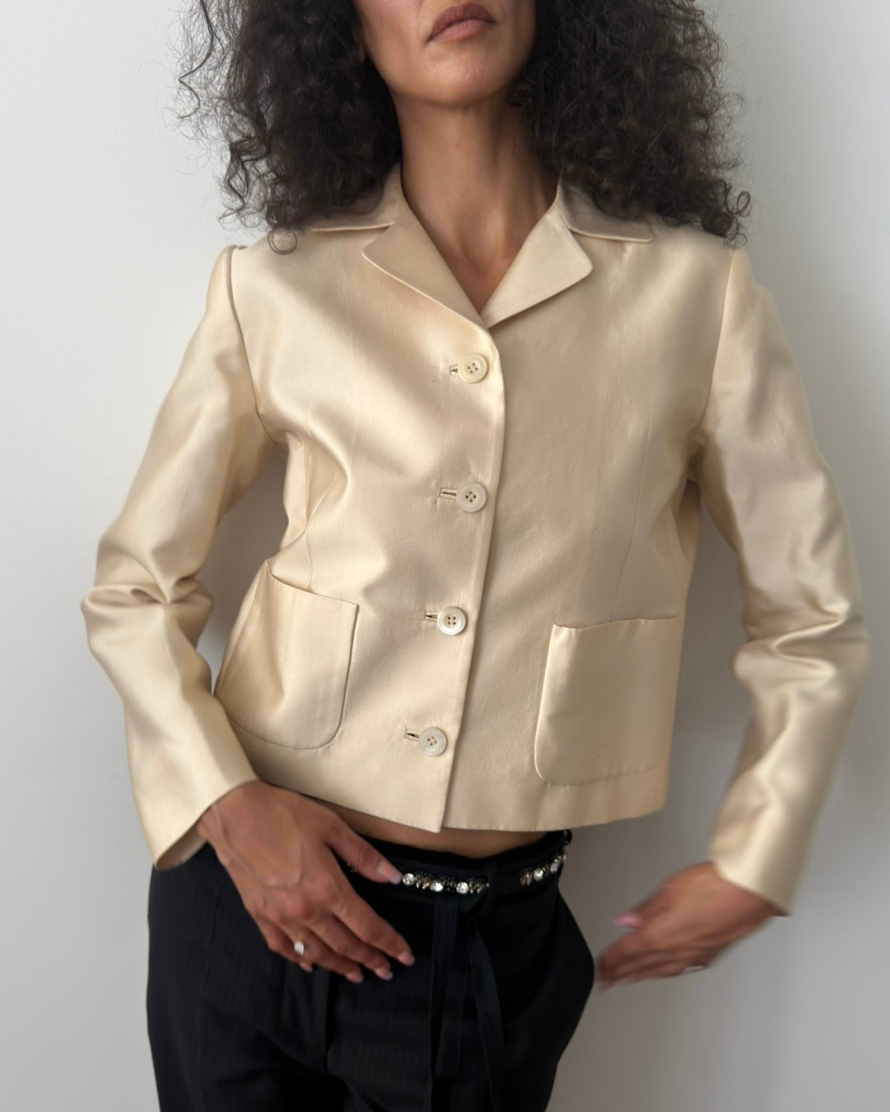 Prada SS1995 Cropped Silk & Cotton Jacket