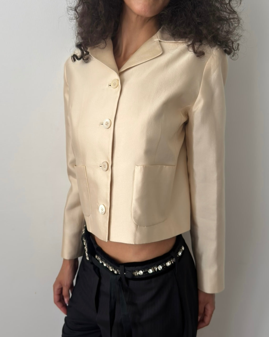 Prada SS1995 Cropped Silk & Cotton Jacket