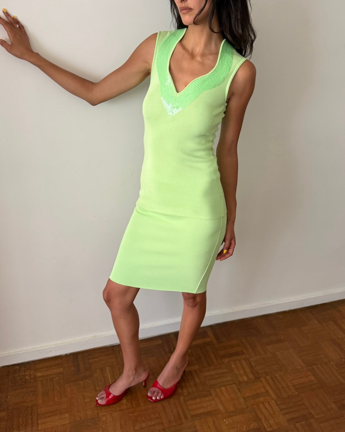 Gaetano Navarra SS1995 Cotton Knit Two-Piece Set – Green