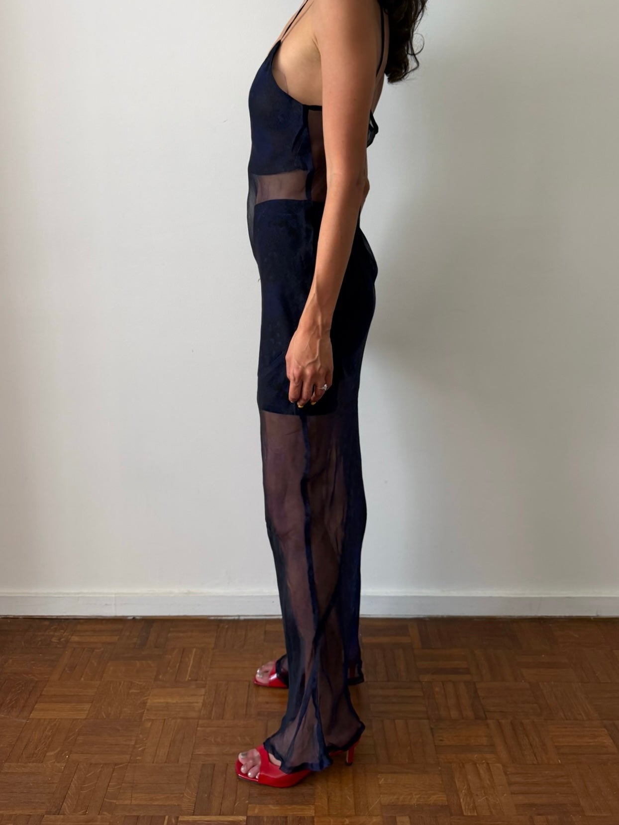 Dries Van Noten SS1997 Sheer Silk Jacquard Slip Dress