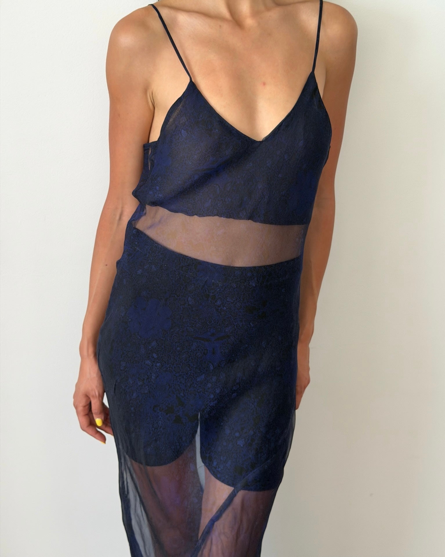 Dries Van Noten SS1997 Sheer Silk Jacquard Slip Dress