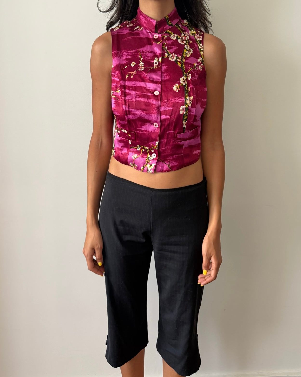 Blumarine 1990s Cherry Blossom Silk Vest