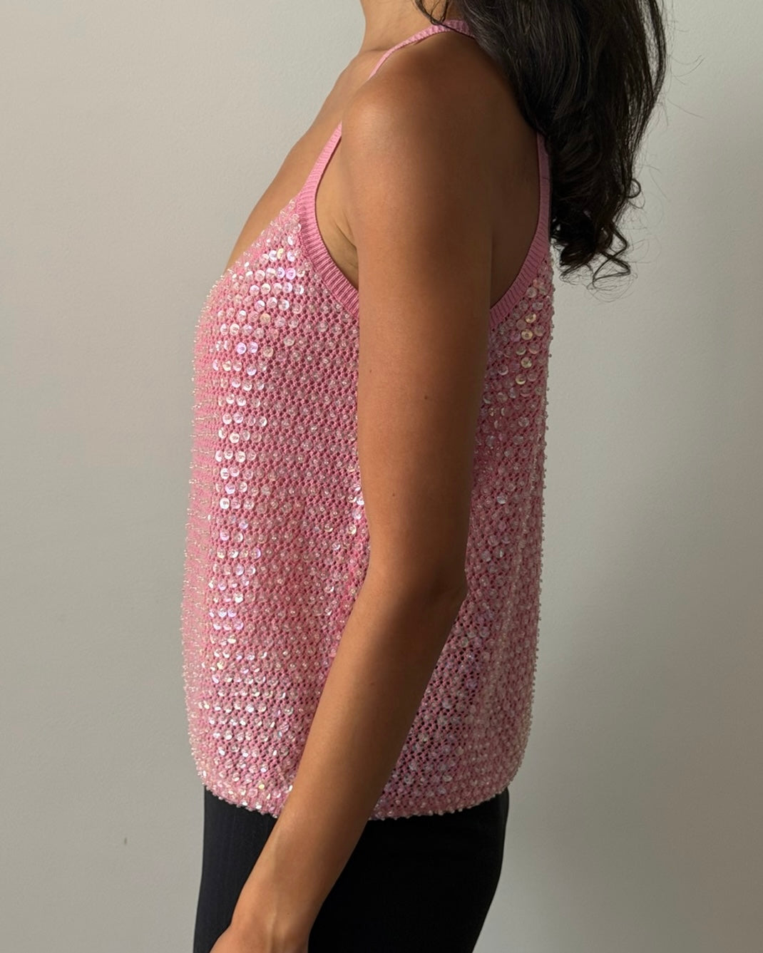 Jil Sander 1980s Sequin Knit Camisole – Pink