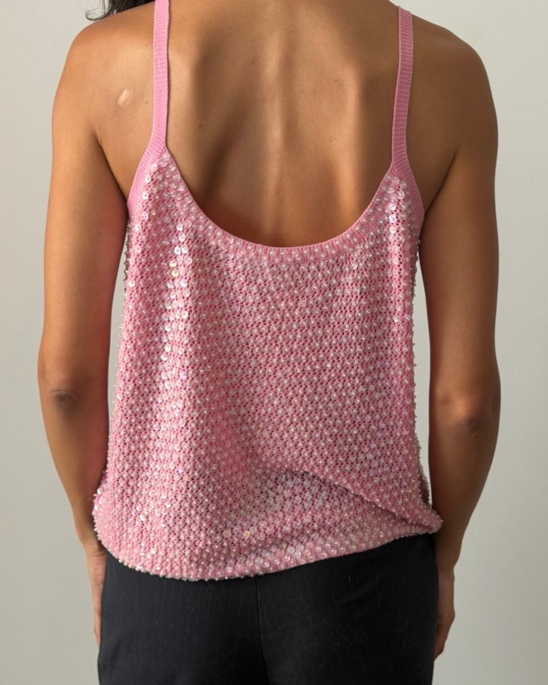 Jil Sander 1980s Sequin Knit Camisole – Pink