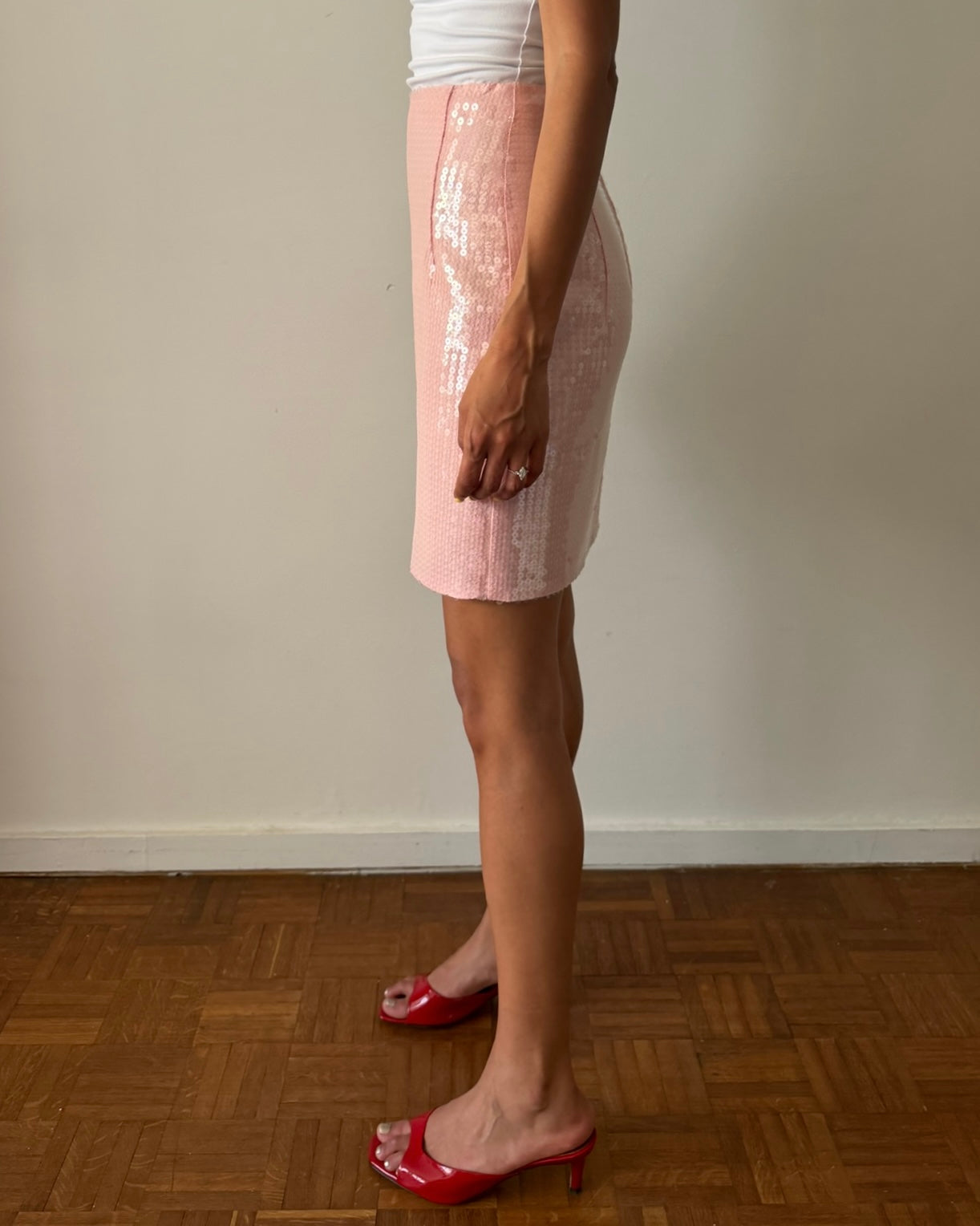 Claude Montana Circa 1992 Sequin Pink Pencil Skirt