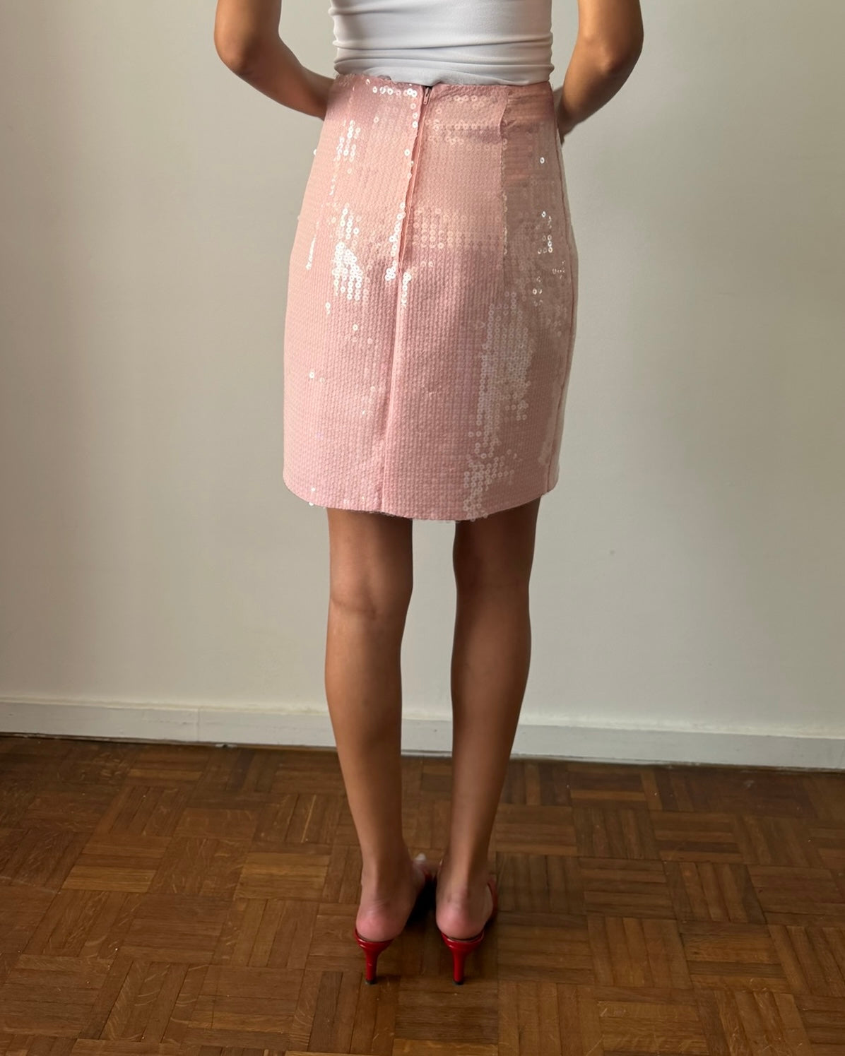 Claude Montana Circa 1992 Sequin Pink Pencil Skirt