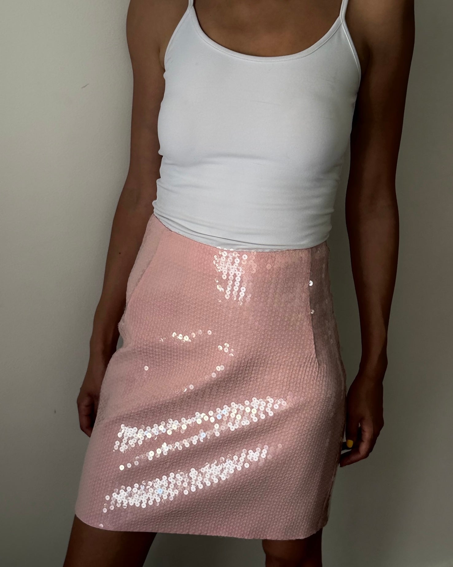 Claude Montana Circa 1992 Sequin Pink Pencil Skirt