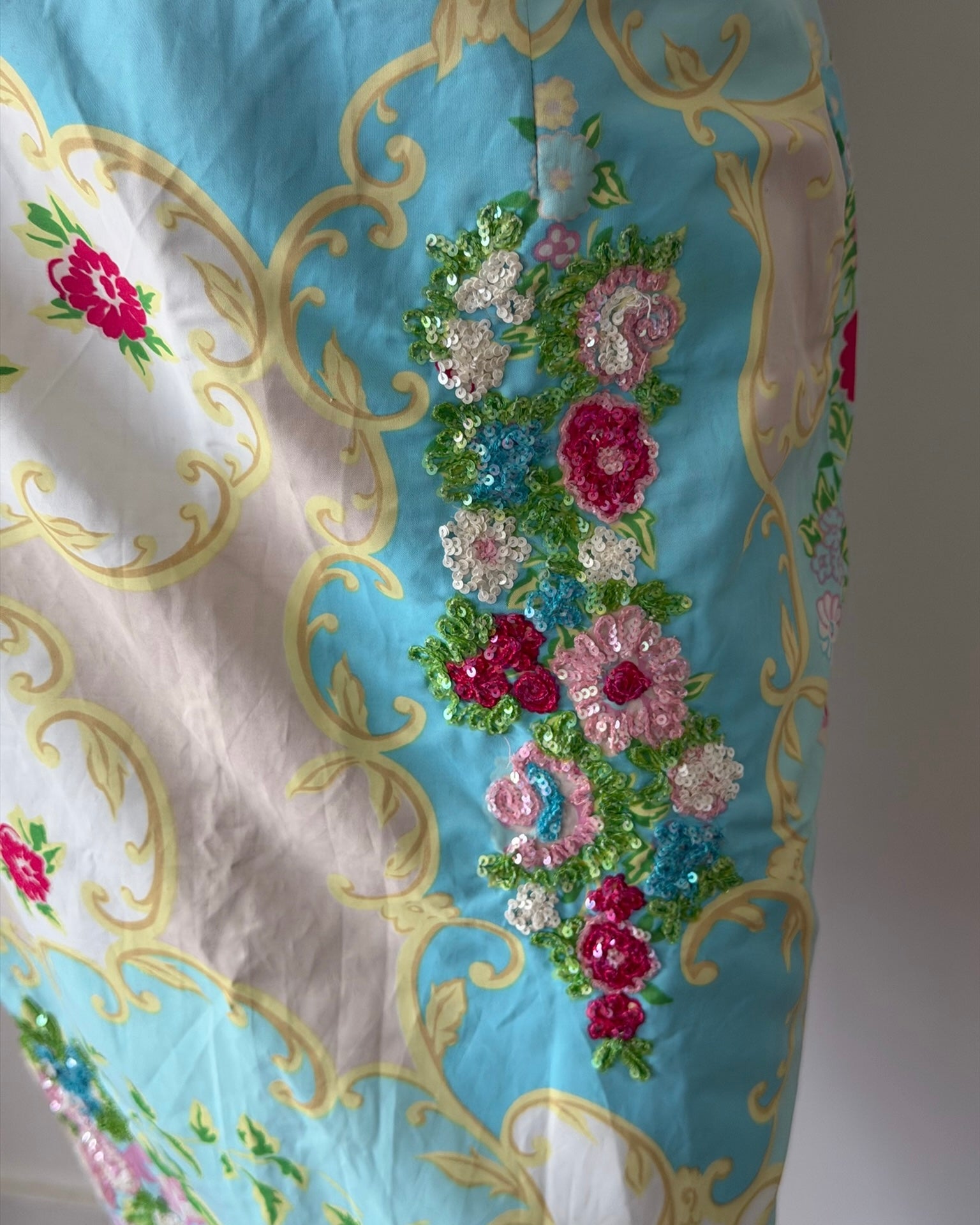 Blumarine by Anna Molinari SS2001 Embroidered Floral Pencil Skirt