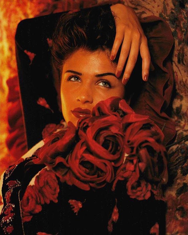 Blumarine FW1991 Black Red Velvet Bustier Dress
