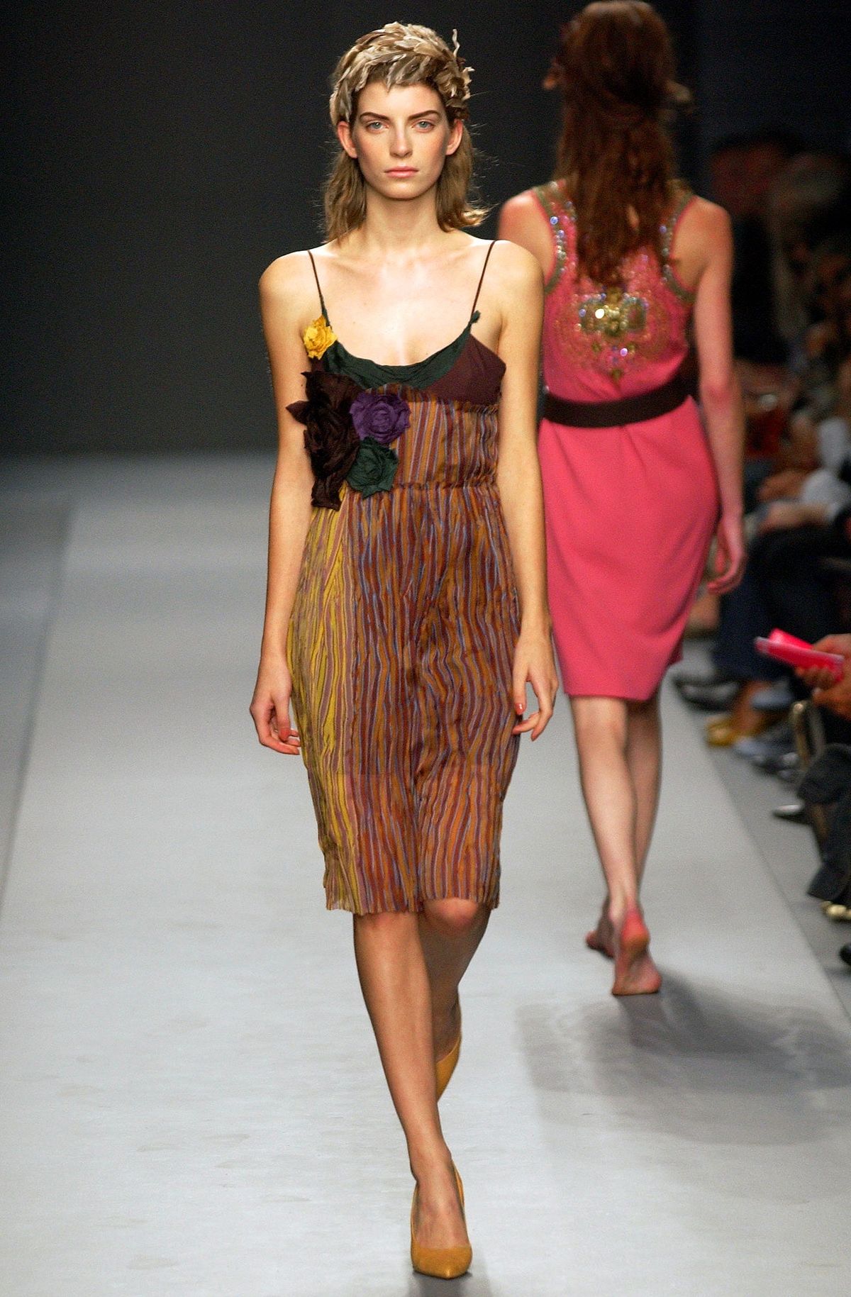 Miu Miu SS2004 Silk Striped Midi Dress